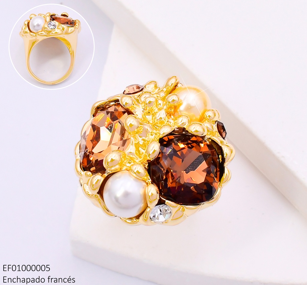 ANILLO RD C/OV CAFES-ZIRC-PERLA T111359R-702