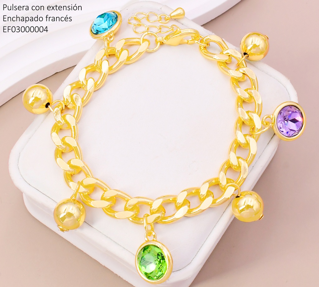 PULSERA MARTILLADA DIJES RD COL.V/PELOTAS DOR T112486H