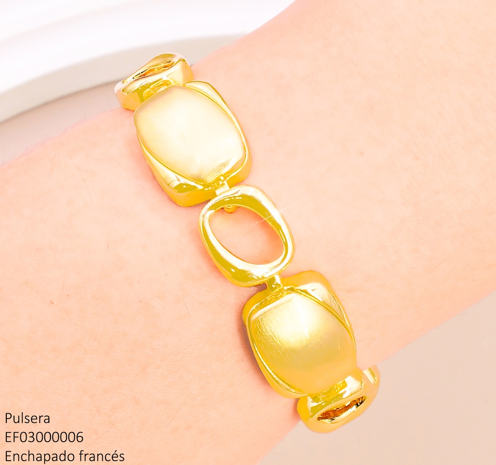 PULSERA ESCLABONES "O"/3 RECTANGULOS DOR.T706593H-003