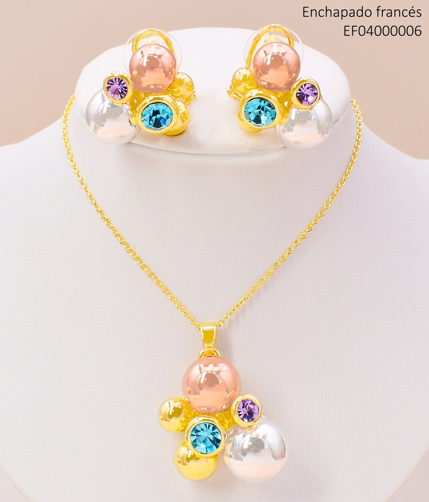 SET RACIMO PELOTAS TRICOLOR-ZIRC.RD CELESTE-ROSA T114133A-001