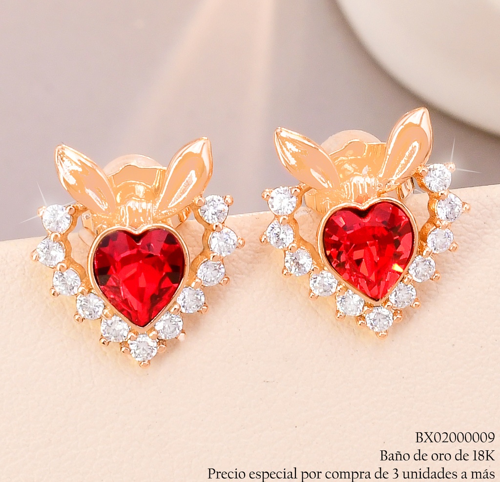 ARETES BAÑO DE ORO 18K XUPING CROQUI CORAZON ZIRC.C/OREJAS-❤️ZEXX-0146 (X)