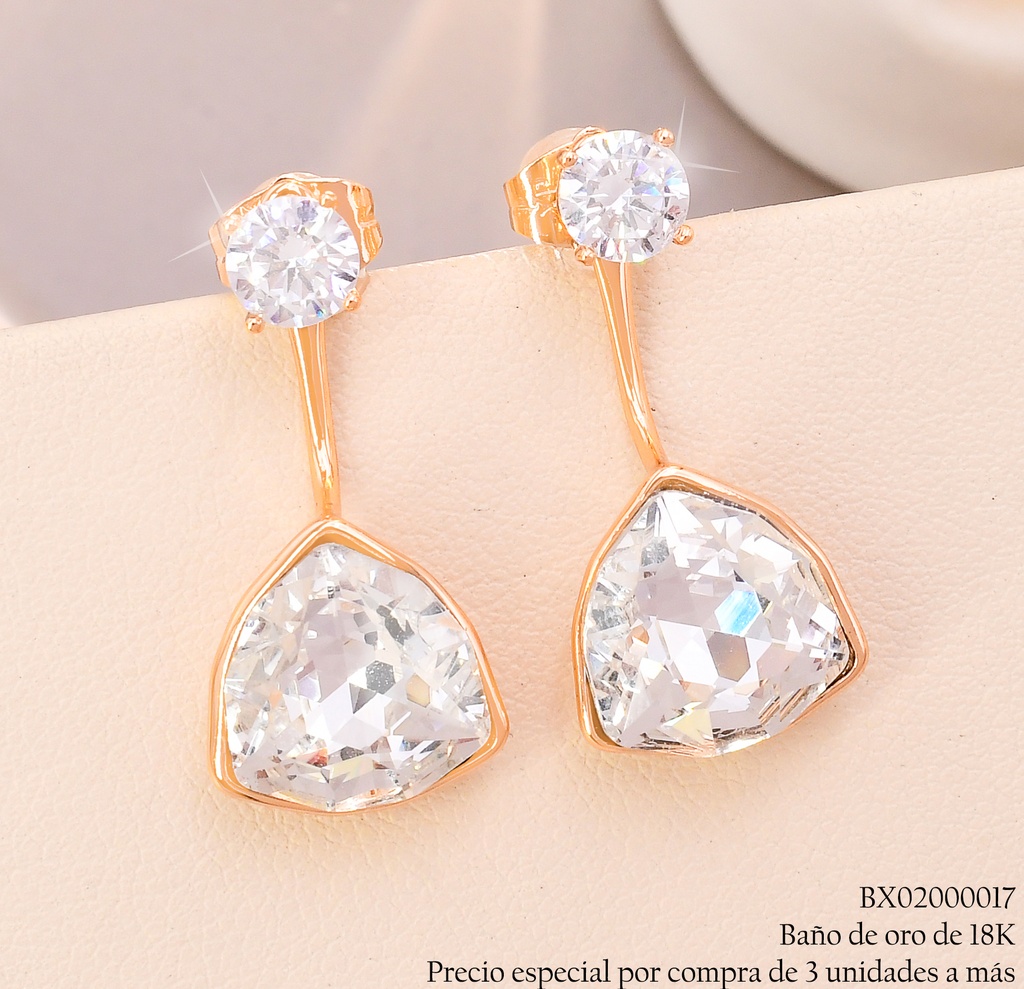 ARETES BAÑO DE ORO 18K XUPING ZIRC.RD-ZIRC.GR.TRIANGULAR (X)