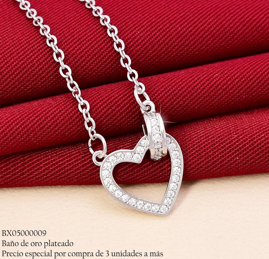 CADENA BAÑO PLATEADO CROQUI CORAZON ZIRC. JNYX-0567 XUPING