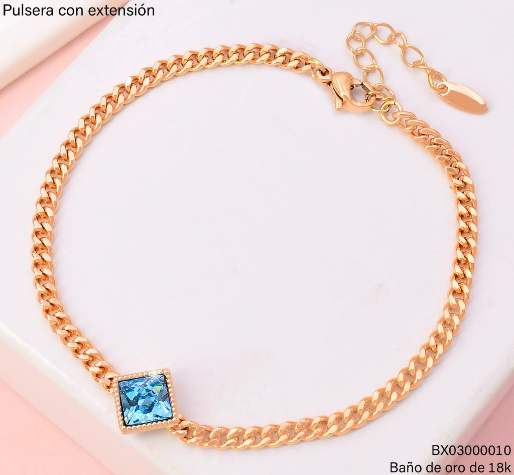 PULSERA BAÑO DE ORO 18K. XUPING TRAD/ROMBO CELESTE X000788217