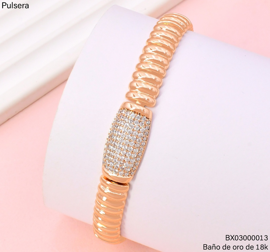 PULSERA BAÑO DE ORO 18K. XUPING ESLAB.RECT./ZIRC.X001050505 (X)