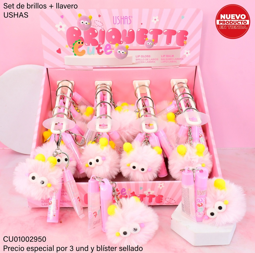 BALSAMO+BRILLO+LLAVERO MOUNSTRUO ROSA UCS007-1