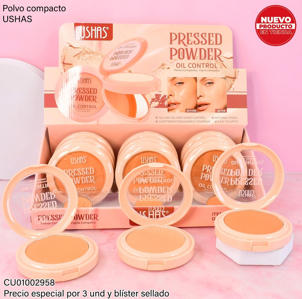 POLVO COMPACTO USHAS OIL CONTROL UFC008A
