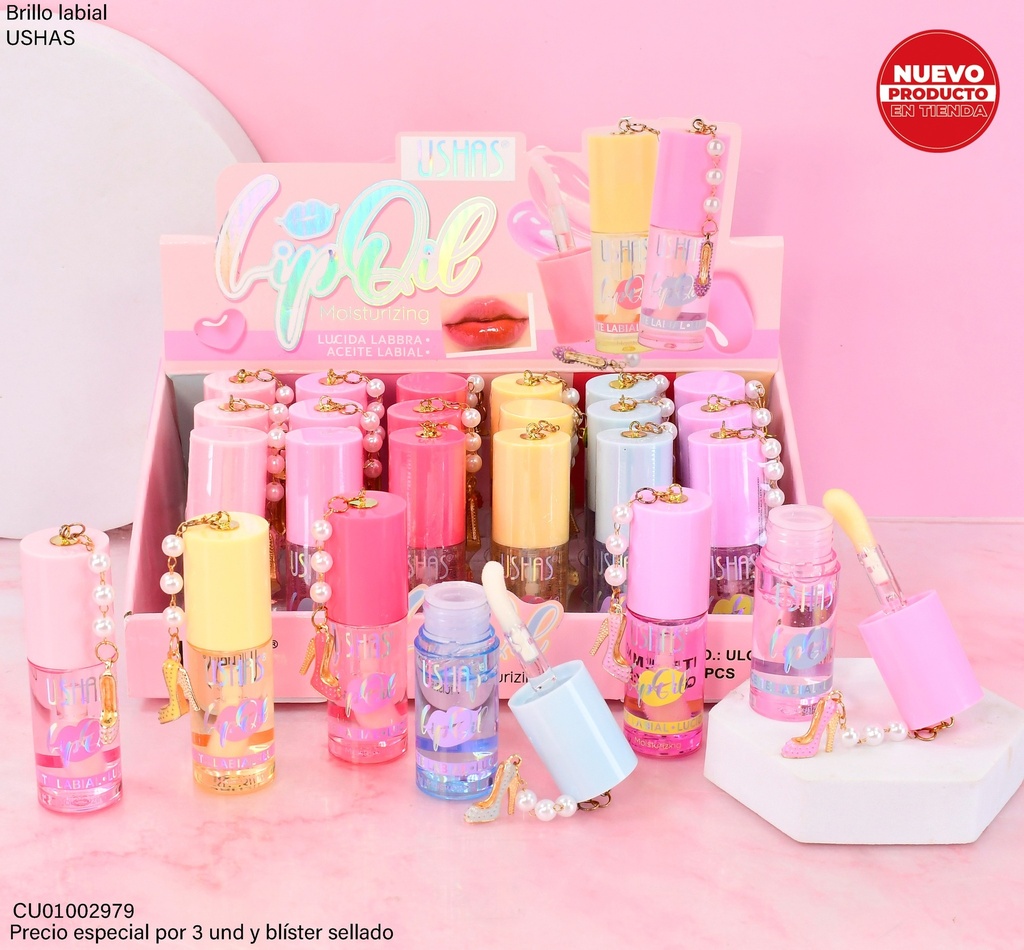 LIP OIL CON LLAVERO DE ZAPATO DE TACON ULG007