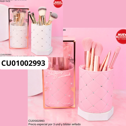 PORTA BROCHAS + BROCHAS 7PCS SHINING DIAMOND LGWTS07