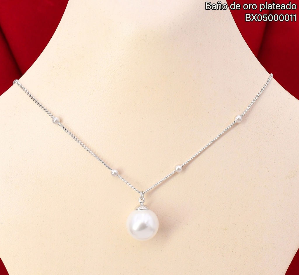 CADENA BAÑO PLATEADO PELOTITAS C/PERLA X001182419(X) XUPING