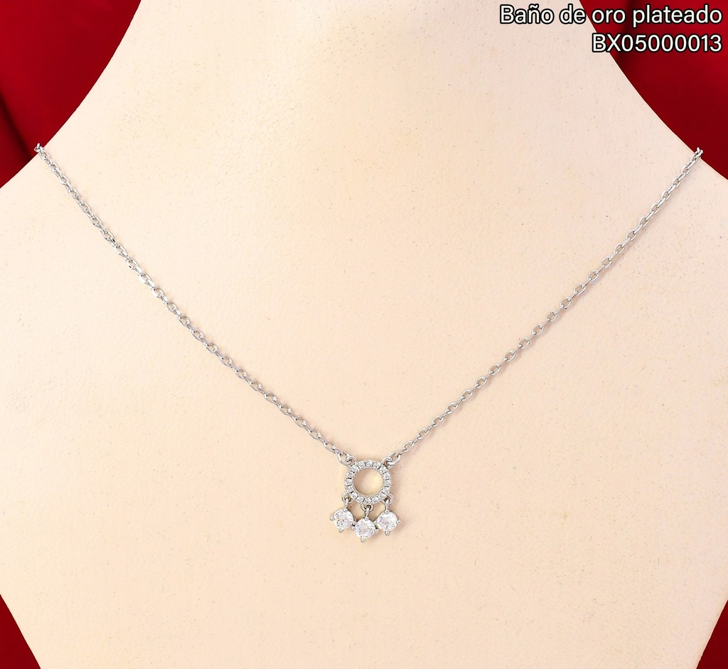 CADENA BAÑO PLATEADO CIRCULO C/3 ZIRC.X001256650 (X) XUPING