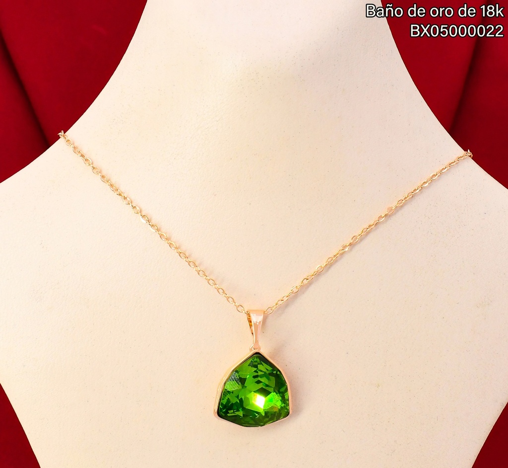 CADENA BAÑO DE ORO 18K. XUPING DIJE TRIANGULO VERDE (X)