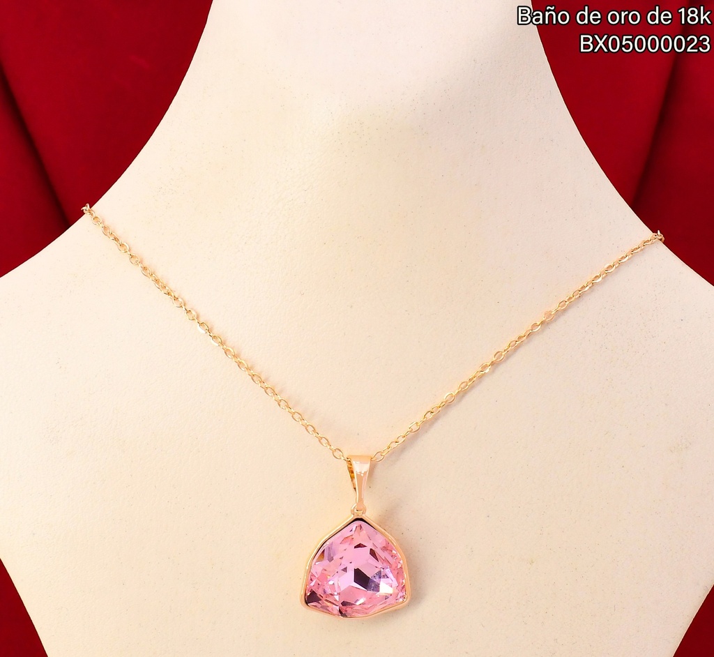CADENA BAÑO DE ORO 18K. XUPING DIJE TRIANGULO ROSADO (X)