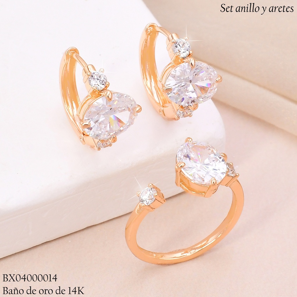 SET BAÑO DE ORO 14K XUPING ZIRC. OVALADA CRISTAL 2596429202