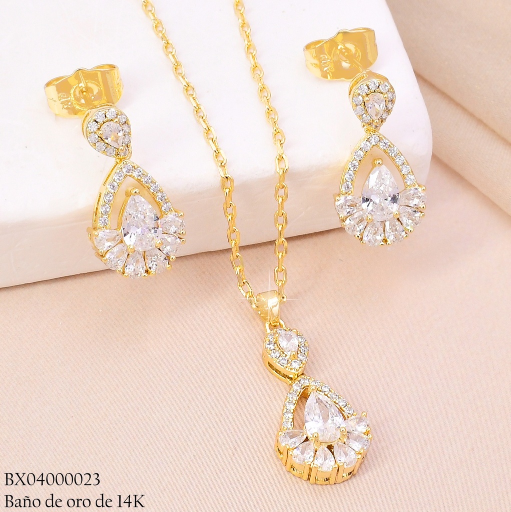 SET BAÑO DE ORO 14K XUPING GOTA ZIRC.