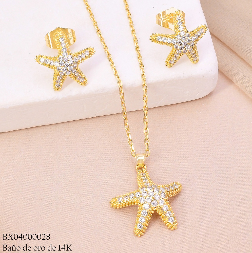 SET BAÑO DE ORO 14K XUPING ESTRELLA ZIRC. N910-6