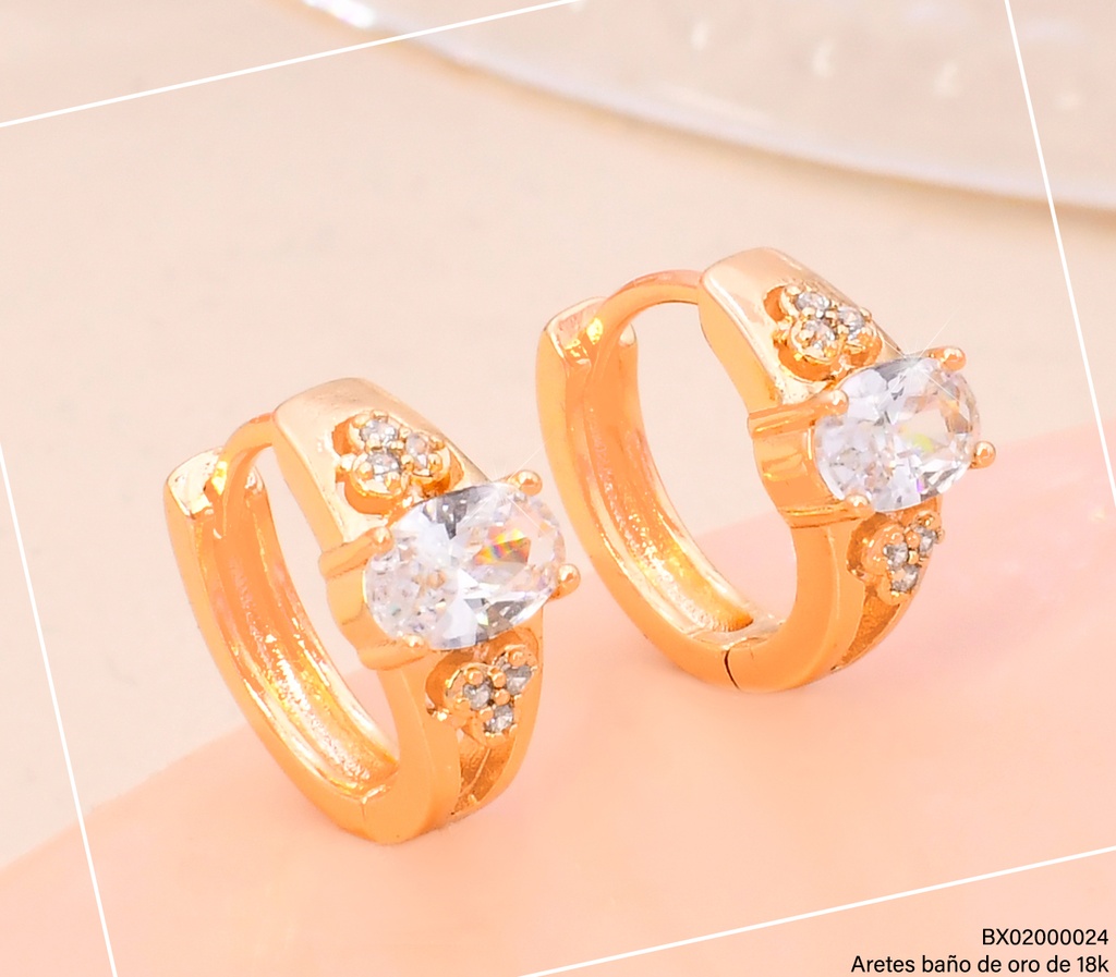 ARETES HUGGIES BAÑO DE ORO 18K. XUPING ESTILO ANILLO 28480