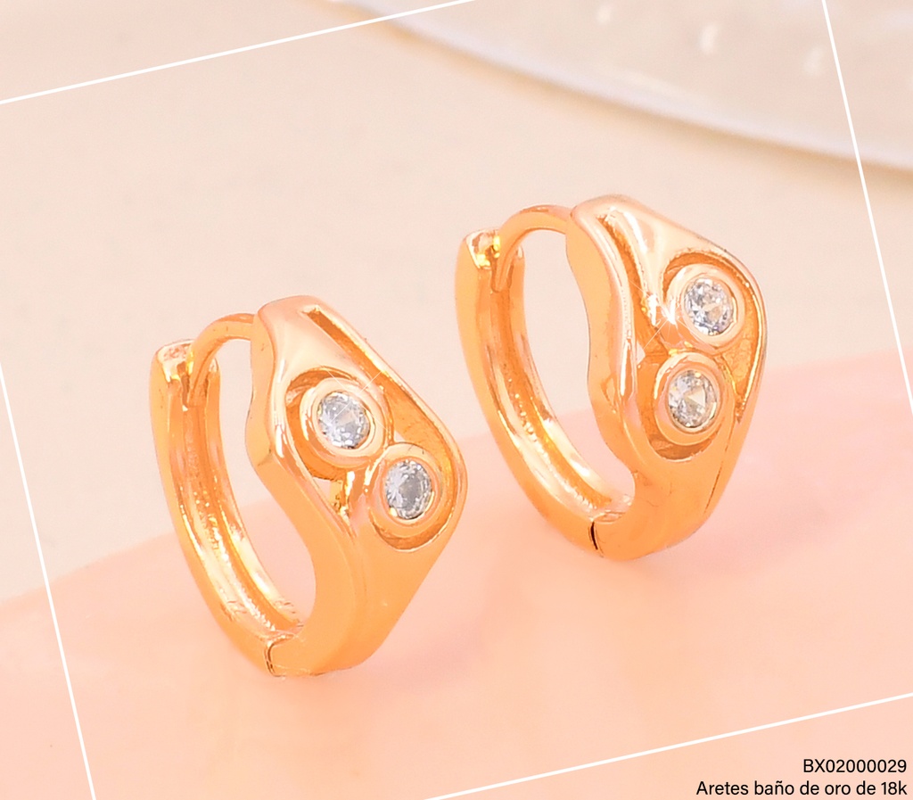 ARETES HUGGIES BAÑO DE ORO 18K. XUPING 2 ZIRC.RD.28480 (X)