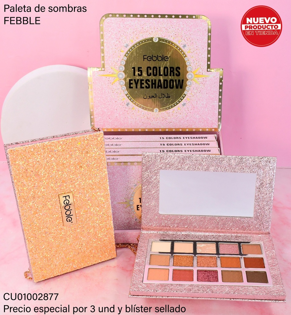 PALETA DE SOMBRAS FEBBLE "15 COLORS EYESHADOW "DU047-4