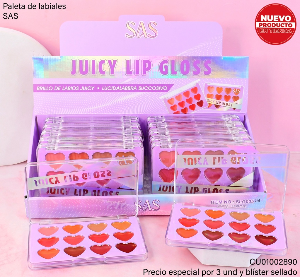 PALETA DE BRILLO LABIAL SAS SLG005-04