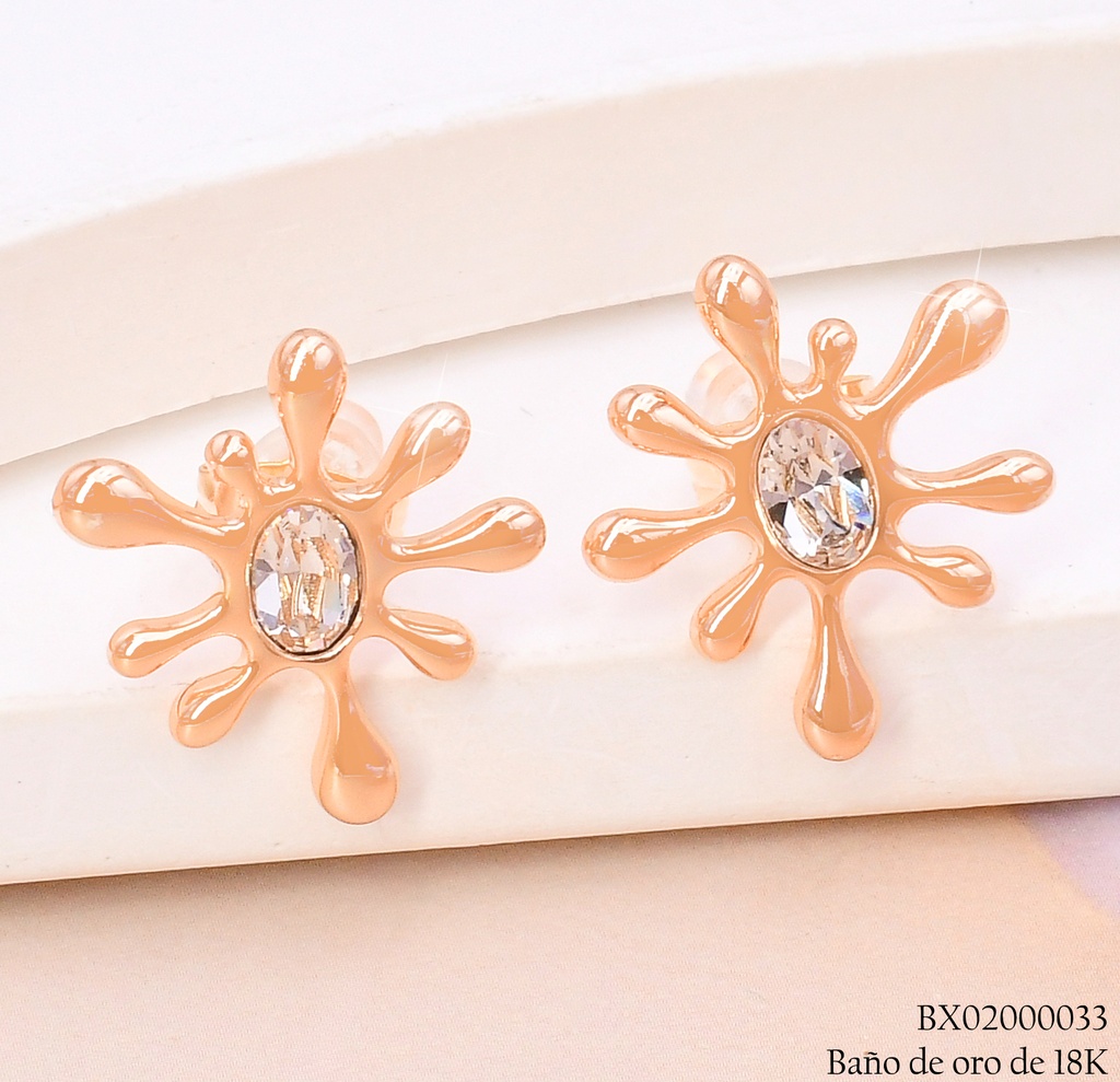 ARETES BAÑO DE ORO 18K XUPING GOTA PINTURA C/ZIRC.RD.JESM-3776