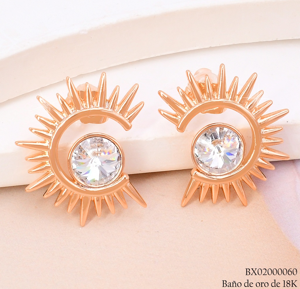 ARETES BAÑO DE ORO 18K. XUPING MEDIO SOL C/ZIRC.RD.(X)