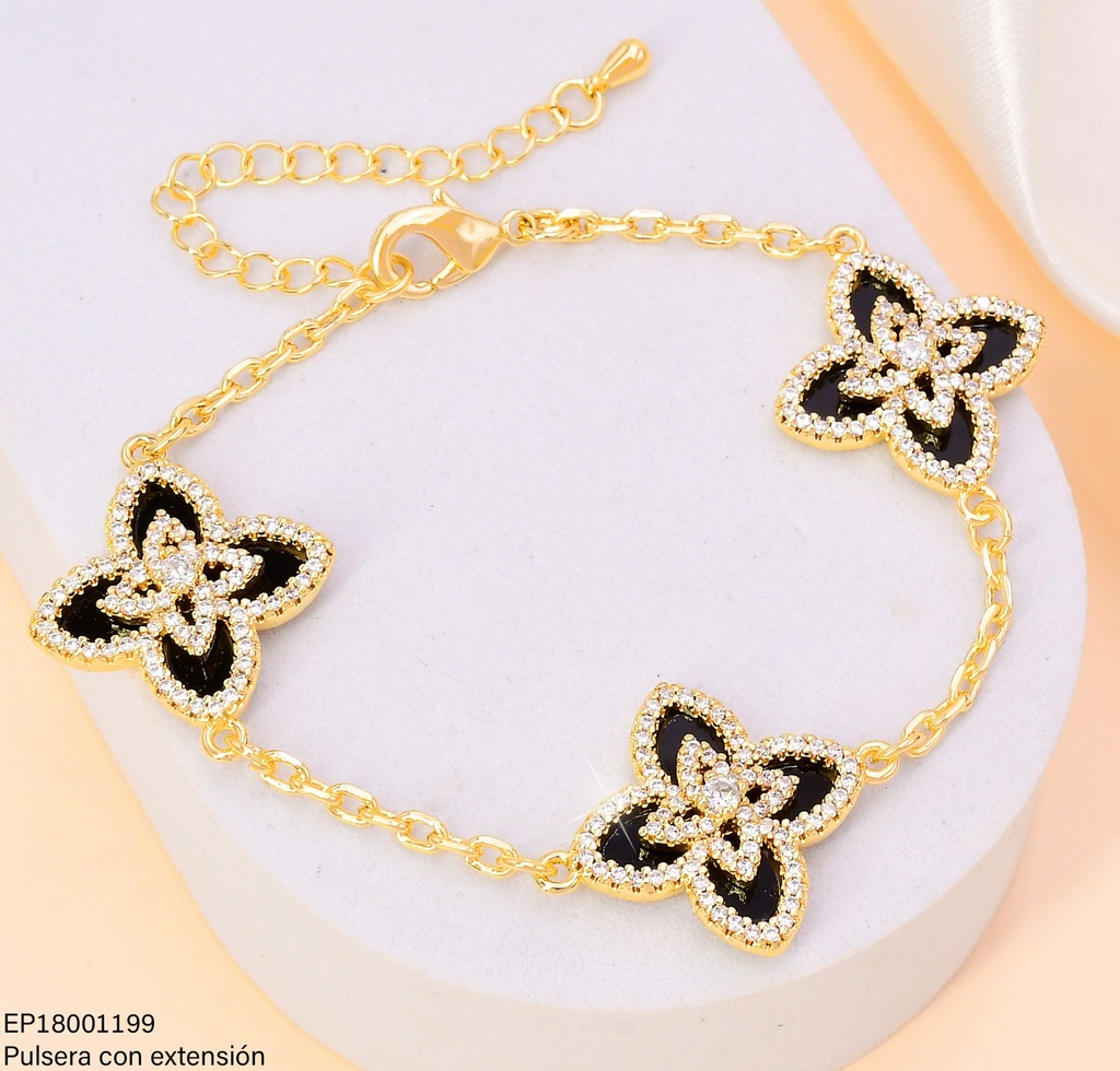 PULSERA VAN CLEEF (3) NEGRO C/ZIRC.BE619-9