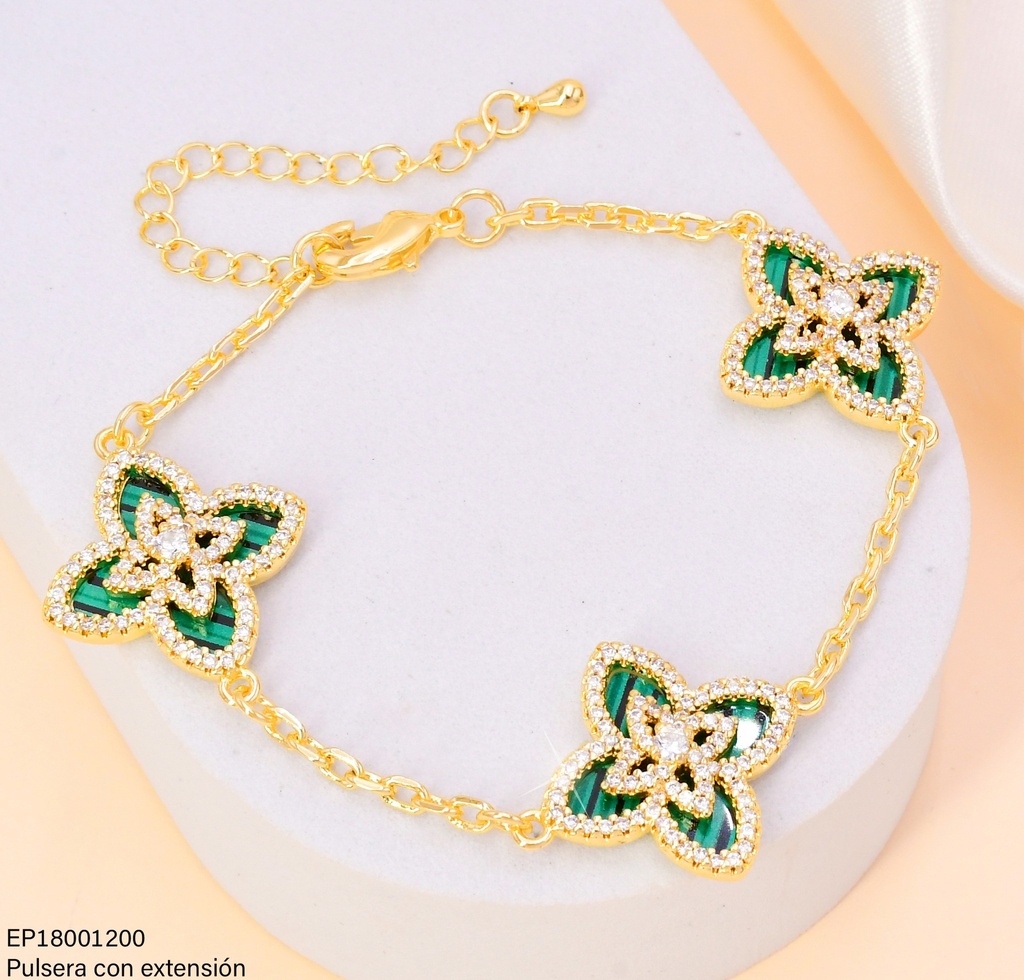 PULSERA VAN CLEEF (3) VERDE C/ZIRC.BE621-9