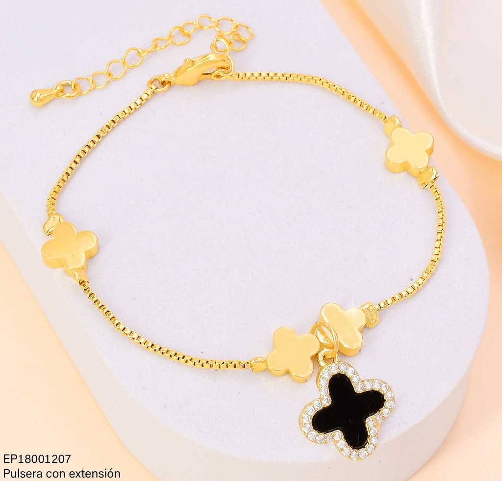 PULSERA VAN CLEEF (5) DOR./NEGRO COLGANTE BE691-9