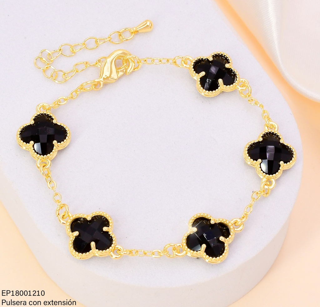 PULSERA VAN CLEEF NEGROS C/DOR.(5) PQ.BE657-9