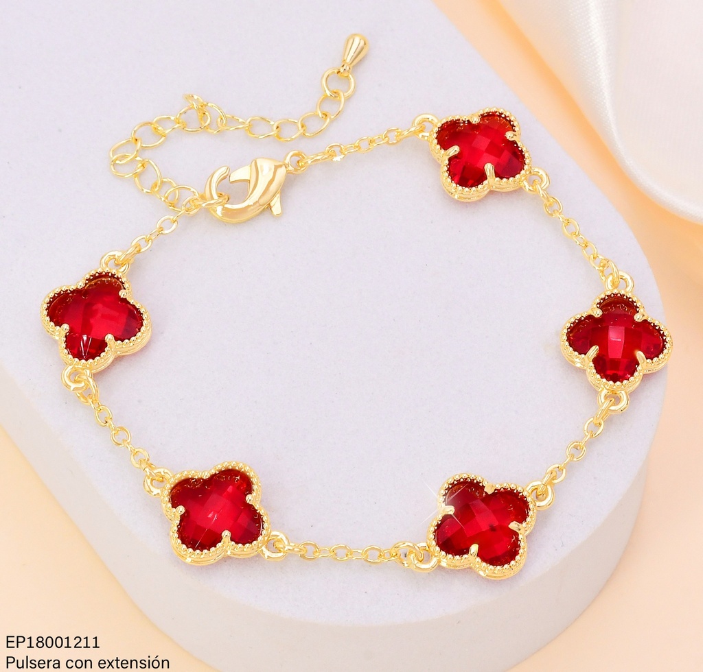 PULSERA VAN CLEEF ROJOS C/DOR.(5) PQ.BE658-9