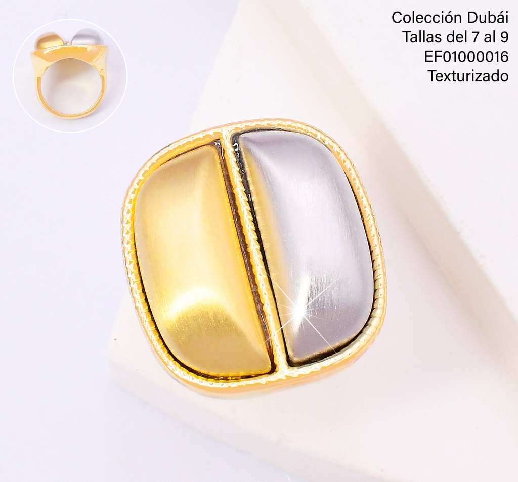 ANILLO CUADRO MITAD DOR./PLAT FD25465