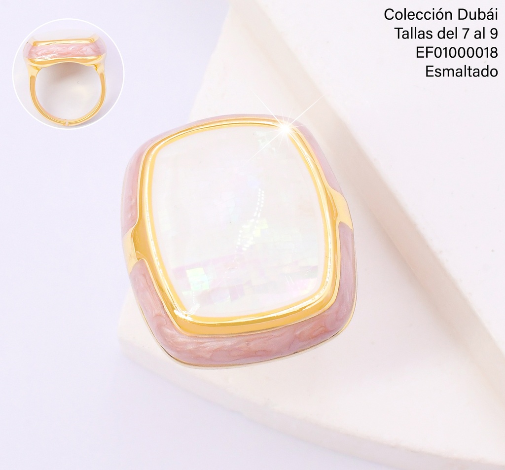 ANILLO CUADRO BLANCO BORDE ROSA FD25653