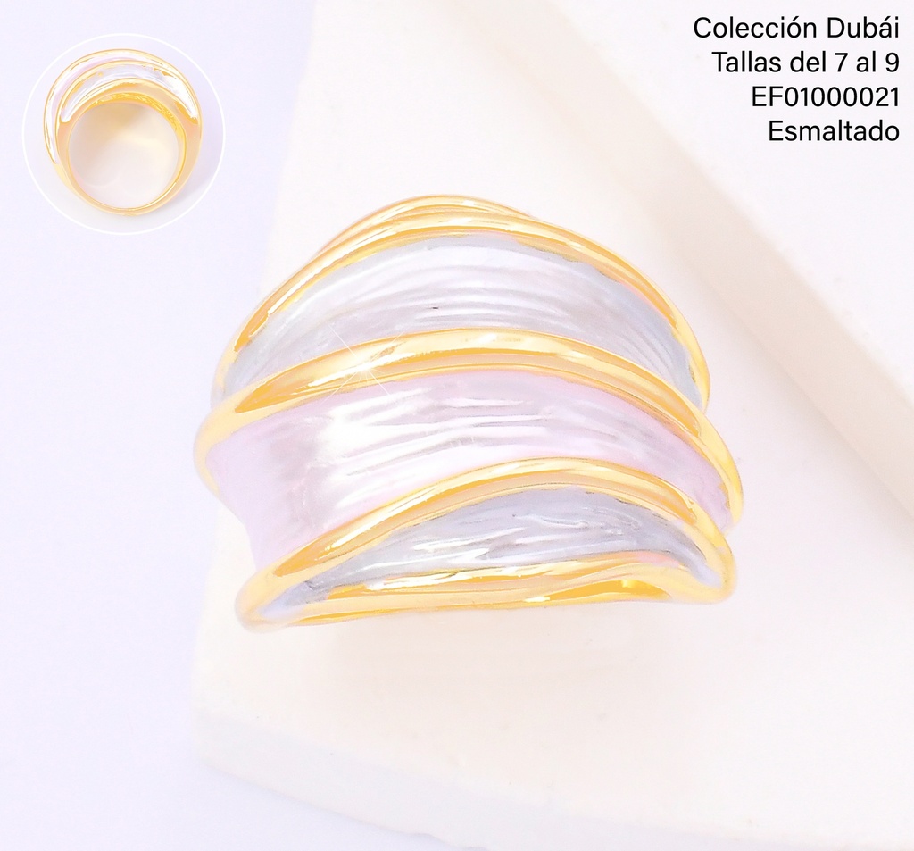 ANILLO 4 FRANJAS BLANCAS C/DORADO FD25598