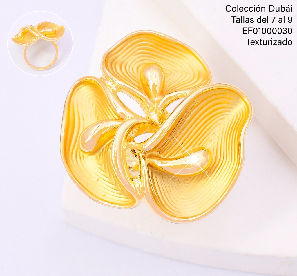 ANILLO FLOR GR.PETALOS OVALADOS RAYADOS FD25659