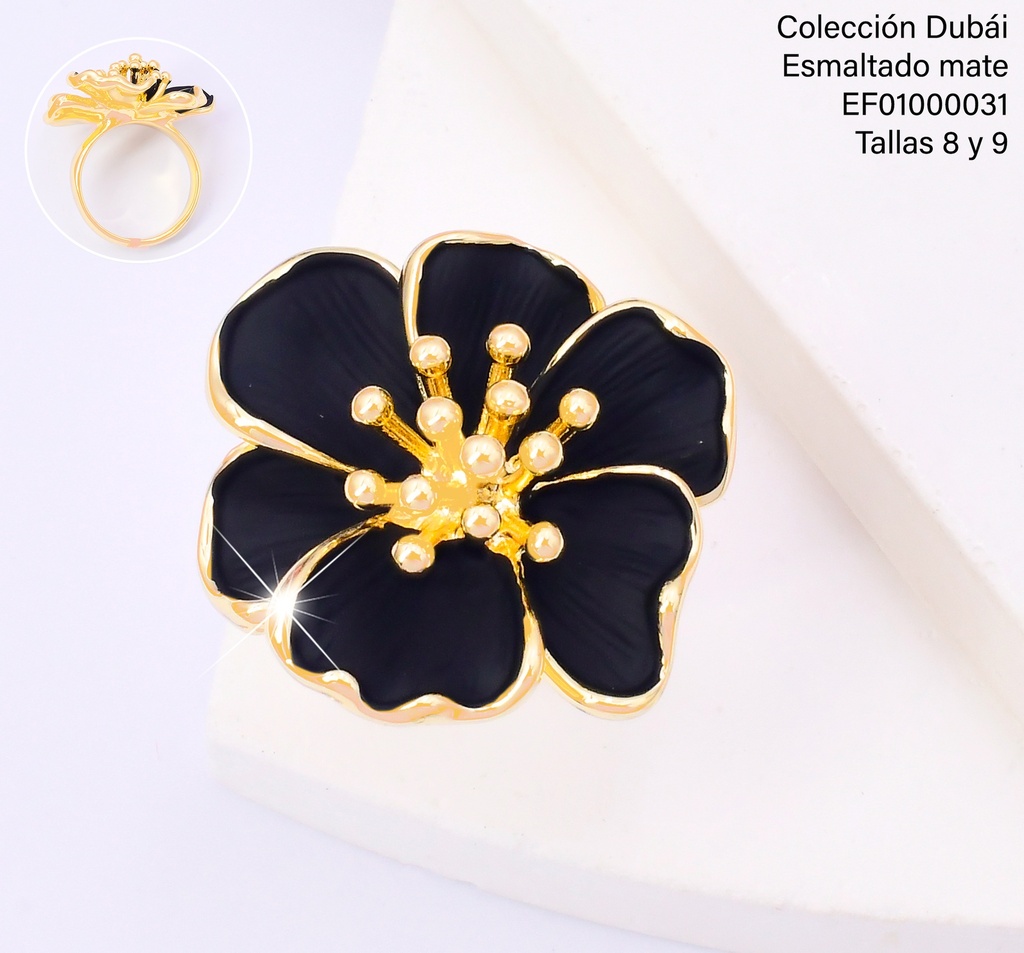 ANILLO FLOR GR.NEGRA/DORADO FD25657