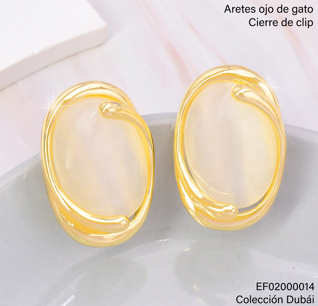 ARETES OV.BLANCO CORDE DORADO FD25596
