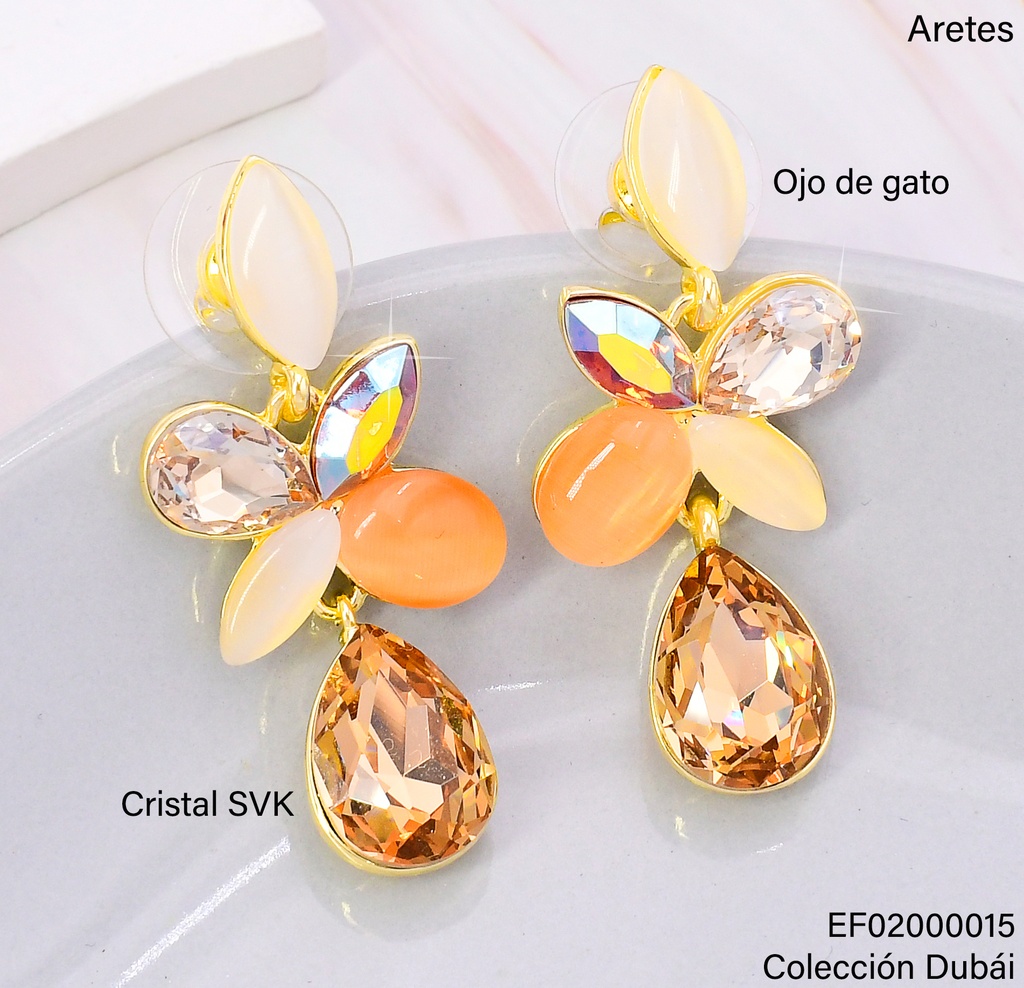 ARETES HOJAS COL VARIOS C/GOTA MABAR FD25597