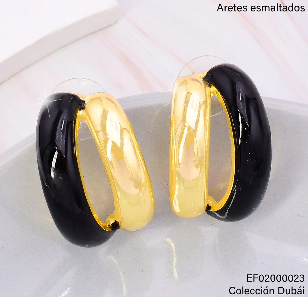 ARETES DOBLE "J" NEGRA/DOR FD25680