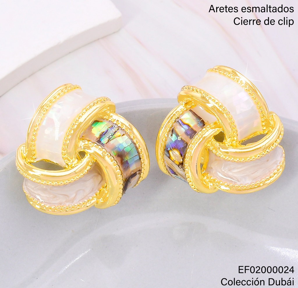 ARETES NUDO ENTRELAZADO NACAR/TORN.FD25681