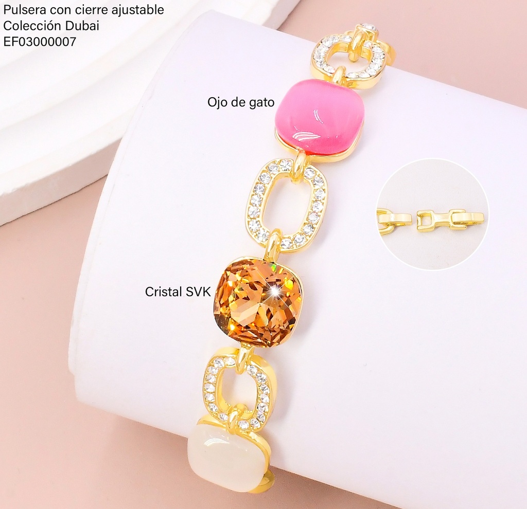PULSERA DOR. CUADRO/ZIRC/ROSA/BN FD25582