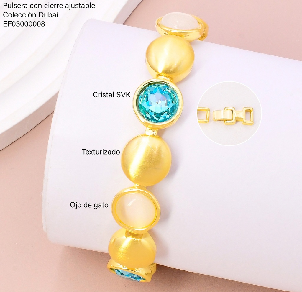 PULSERA DOR. OV/ZIRC. VERDE/CREMA FD25583