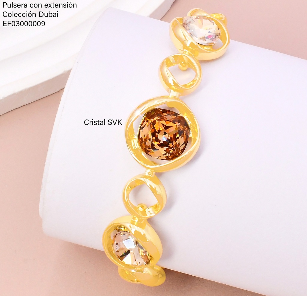 PULSERA DOR. CIRCULOS C/ZIRC. AMBAR FD25584