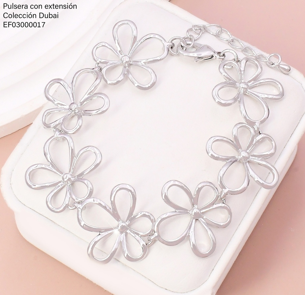 PULSERA PLAT. CROQUI FLOR FD25536