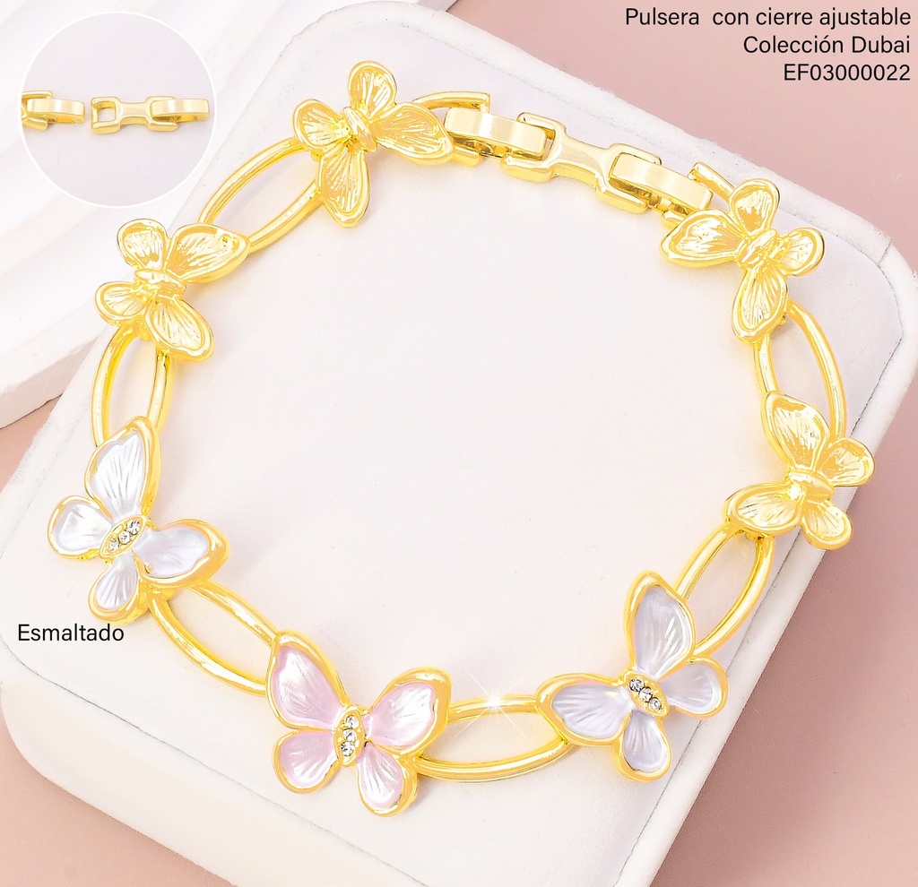 PULSERA DOR. MARIPOSA BLANCA/ROSA/DOR FD25673