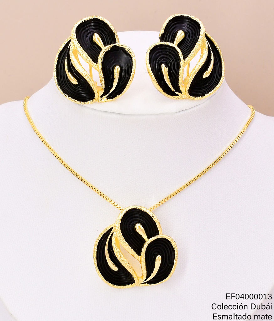 SET DOR. HOJAS ENTRELAZADA NEGRAS FD25649