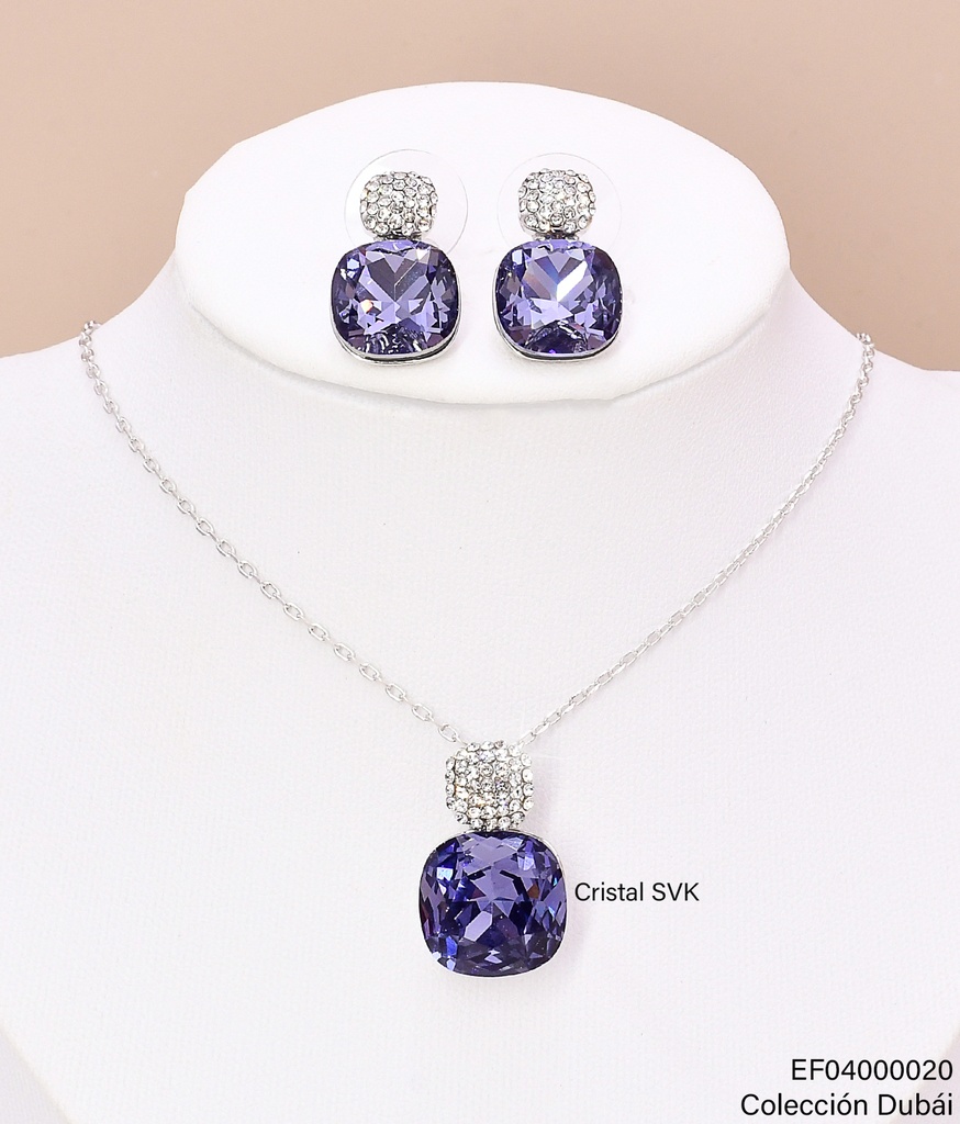SET PLATD. ZIRC. CUADRO LILA FD25539