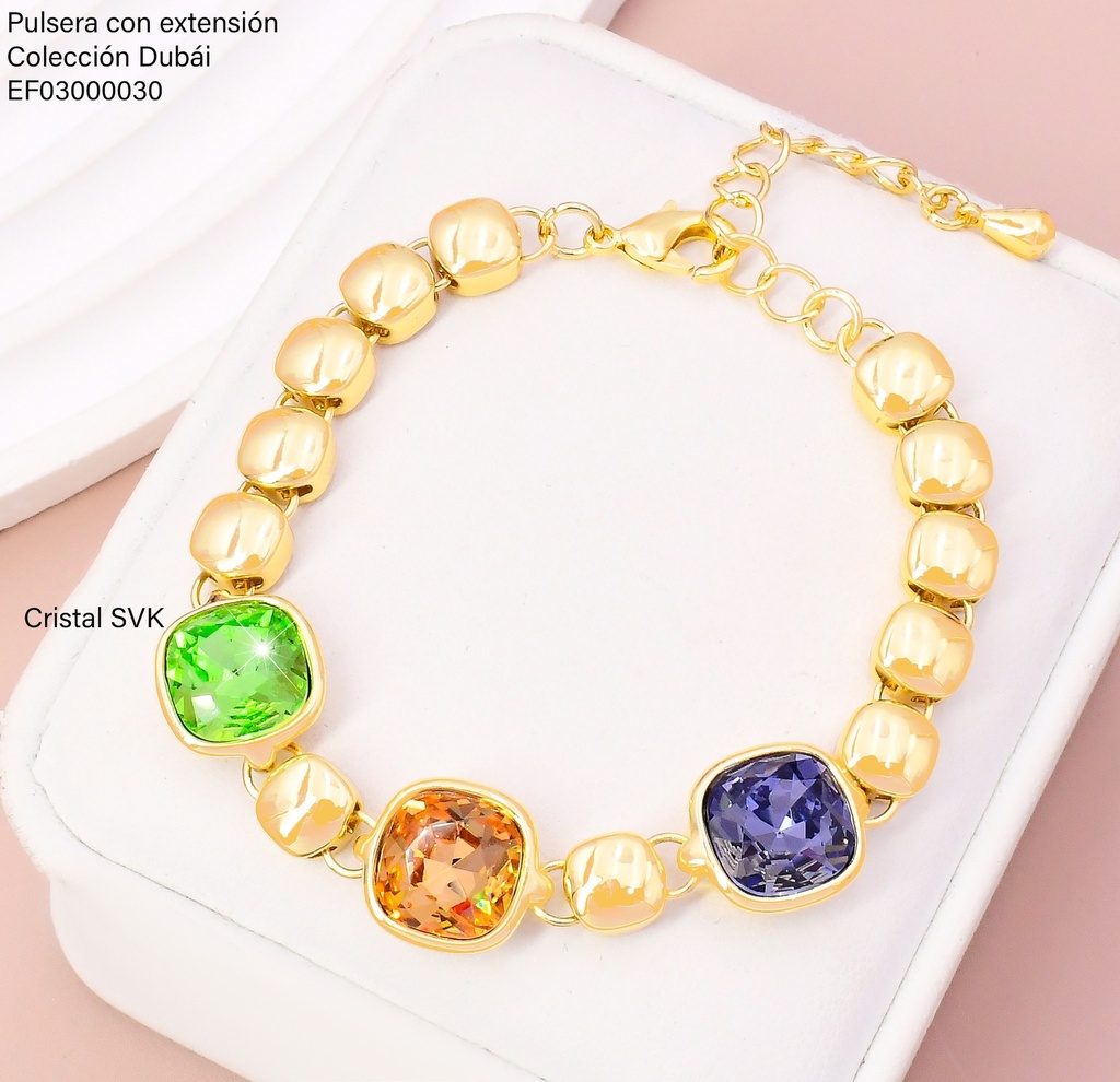 PULSERA ESLAB.RD C/3 CIRCONITAS CUBICAS COL.T111743H