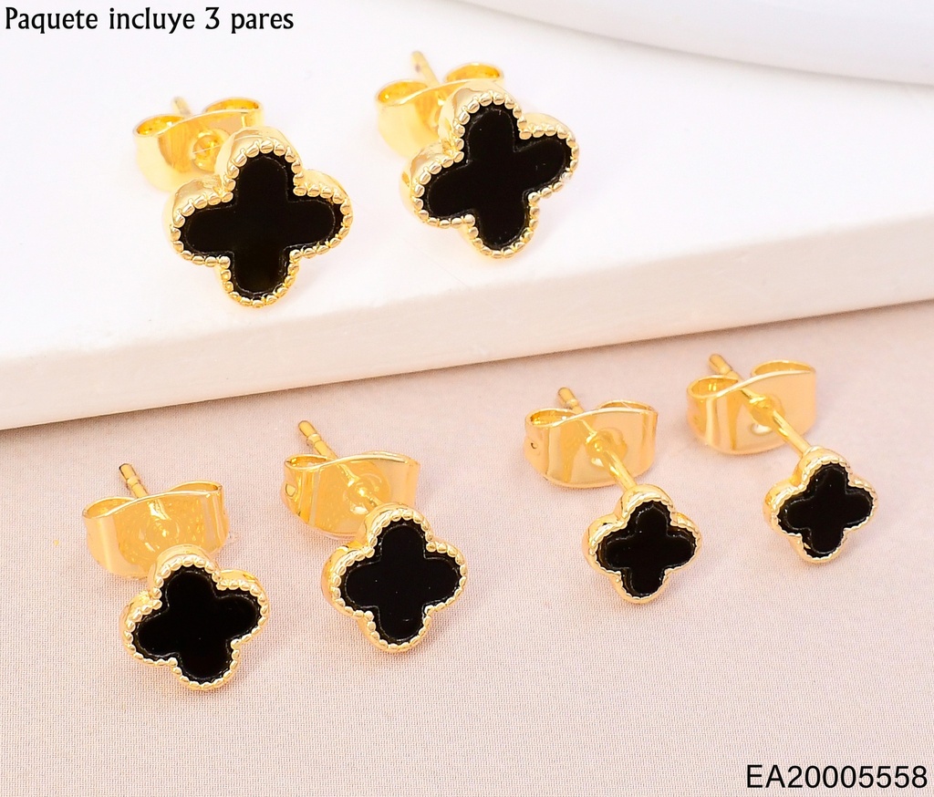 PAQ.3 PARES ARETES VAN CLEEF 3 TAM.NEGRO/DOR.SE1069-9