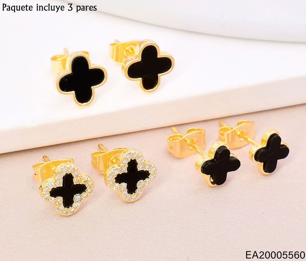 PAQ.3 PARES ARETES VAN CLEEF NEGRO/DOR.SE1064-9
